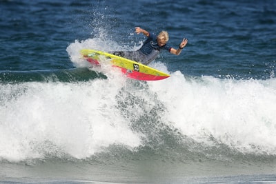 Man surfer on the wave aerobatics
